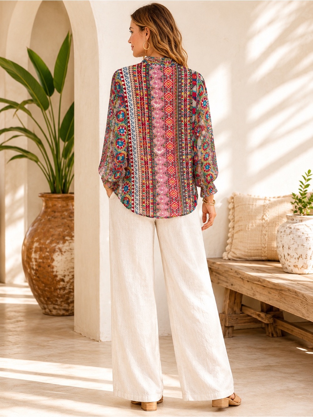 New! Johnny Was Rosetto Multicolor Floral Patchwork Button-Down Blouse 💐 Small - Picture 2 of 2